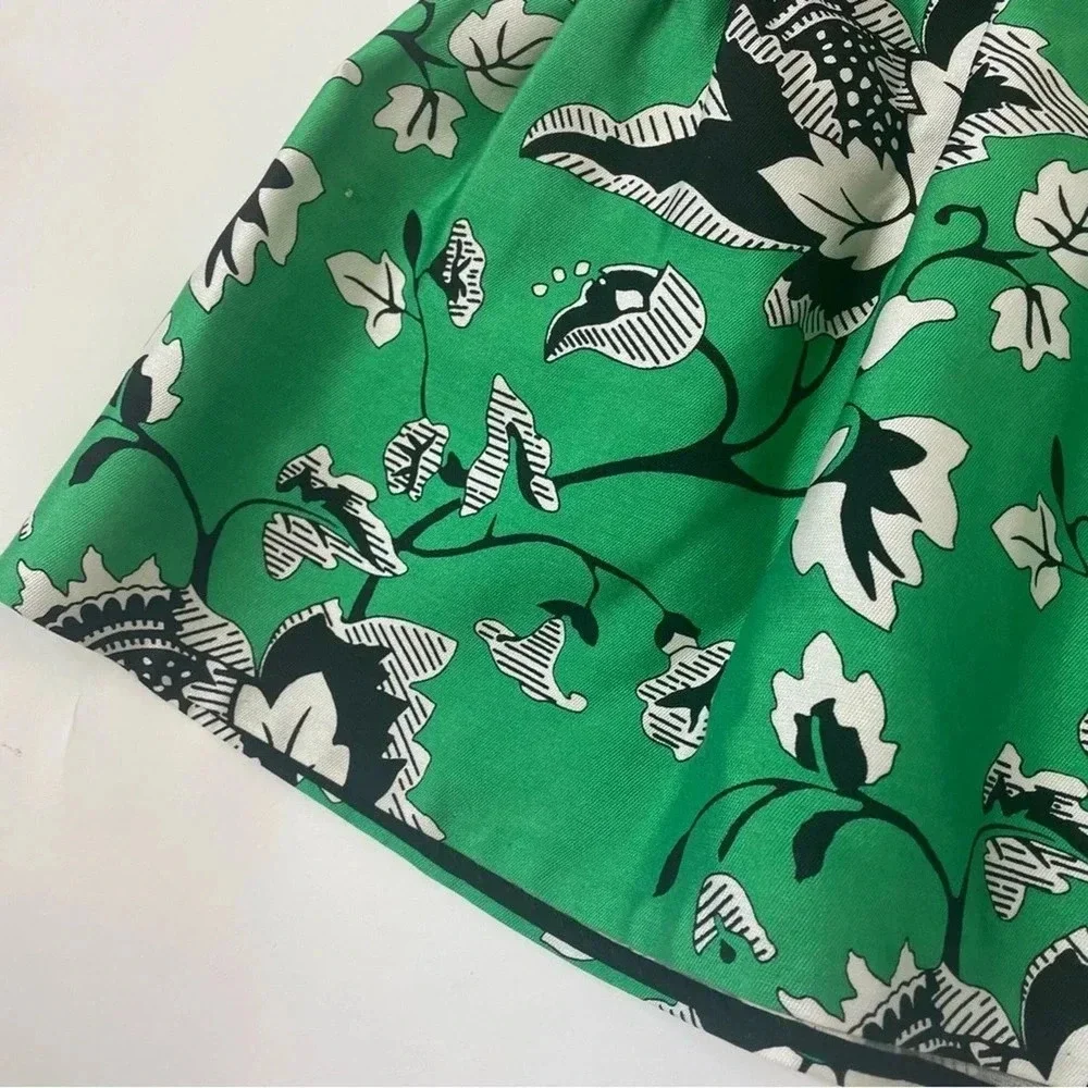 NEW Diane Von Furstenberg Claire Skirt in Simple Toile Garden Green Black Size 6